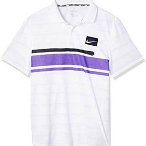 Nike Men's NY Court US Open Tennis Polo Shirt White Purple Volt- Size Small